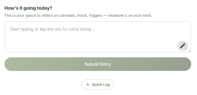 Journal form with voice input and text entry